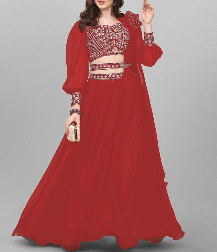 Red Color Embroidered Attractive Party Wear Lehenga choli